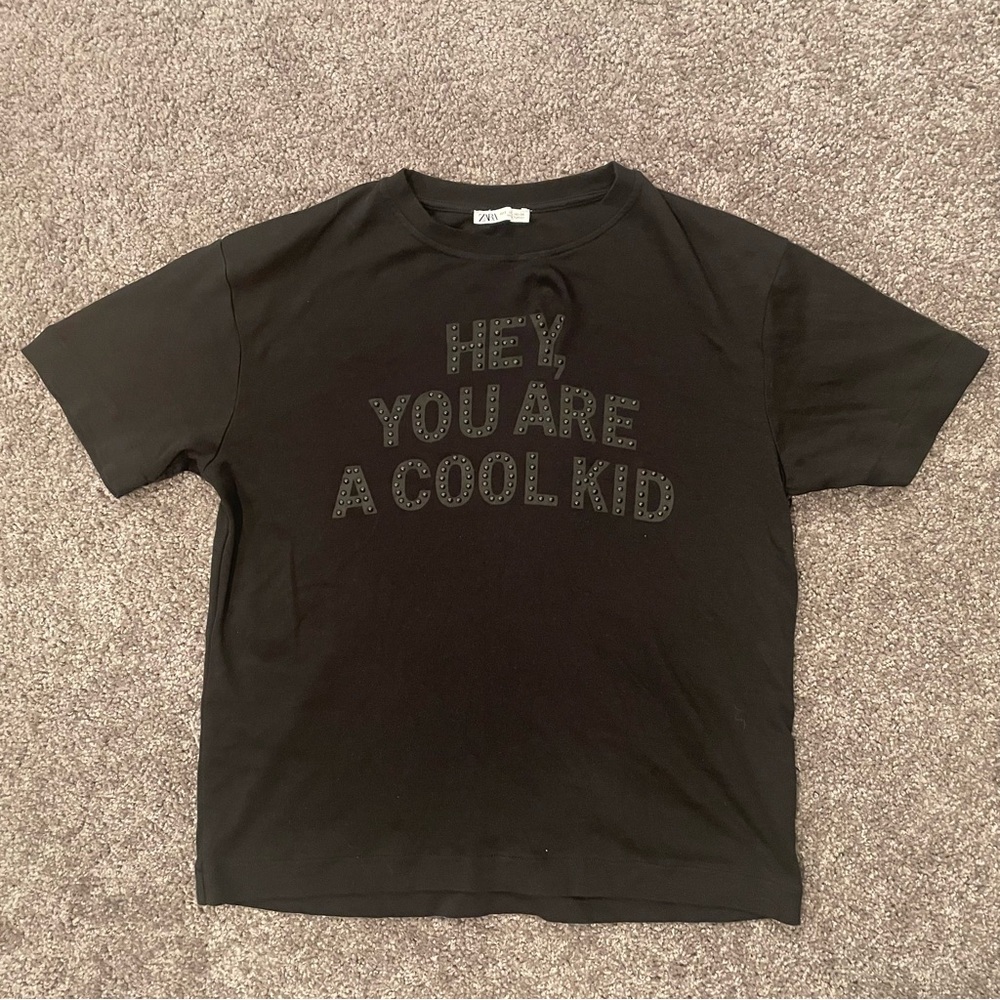 Zara slogan t-shirt with Studs Size Small